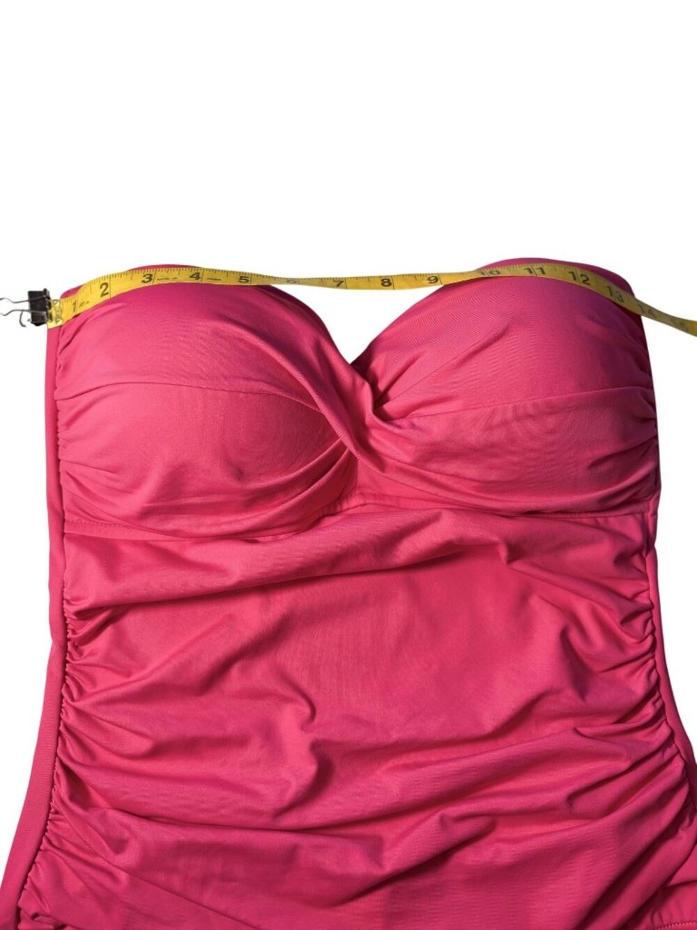 Anne Cole Pink Ruched Strapless (straps included) One-Piece Swimsuit Size 12 - Picture 6 of 15